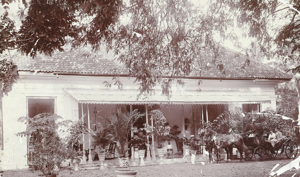 Detail of Portrait of a young couple in a car driven by servants in the Dutch East Indies, indonesia by Anonymous