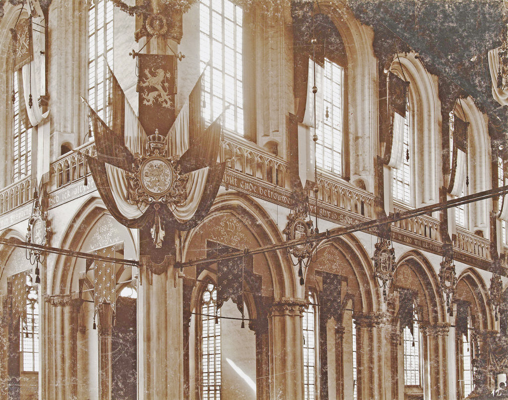 Detail of Interior of the Nieuwe Kerk, Amsterdam, The Netherlands, as it was at the inauguration of Queen Wilhelmina by Samuel Herz