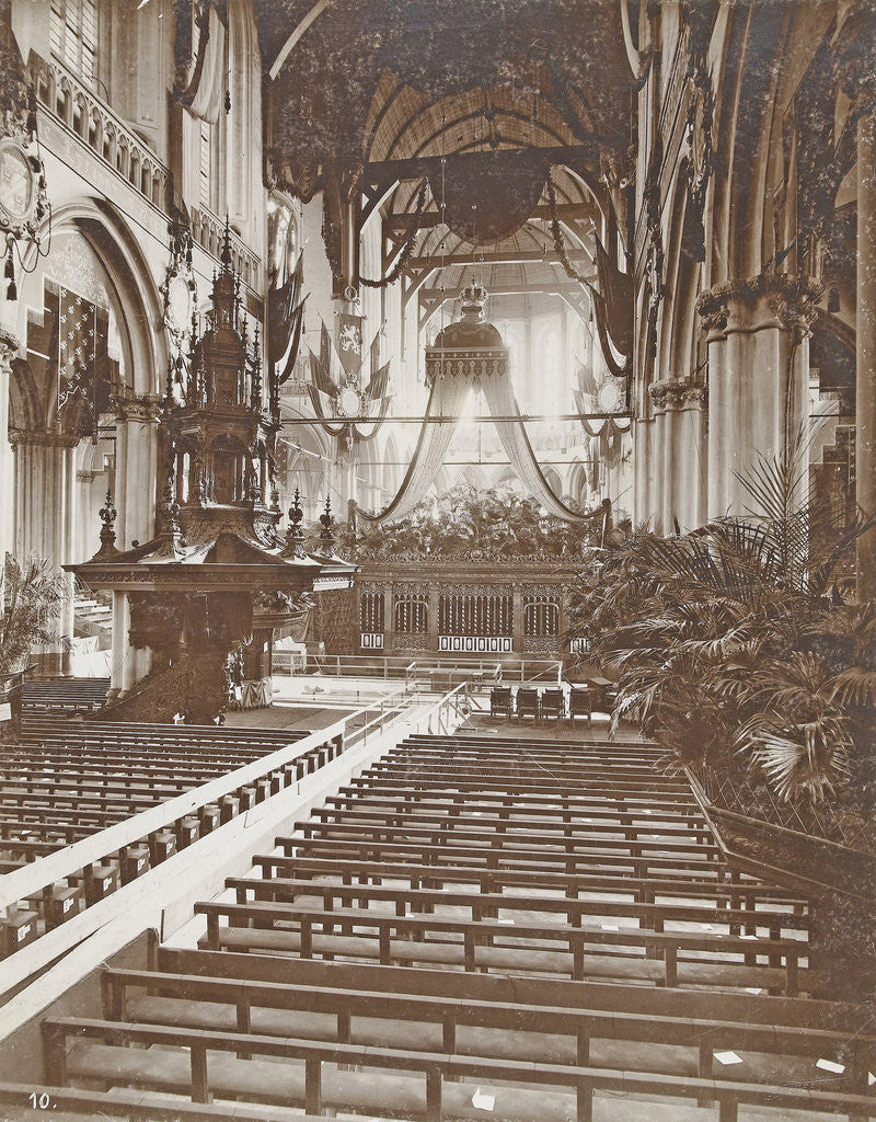 Detail of Interior of the Nieuwe Kerk, Amsterdam, The Netherlands, as it was at the inauguration of Queen Wilhelmina by Samuel Herz