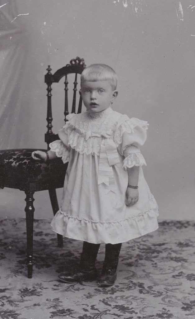 Detail of Studio Portrait of a baby in a chair by J.L.T. Huijsen