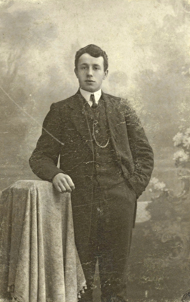 Detail of Studio Portrait of a young man standing by Jacobus Vetter