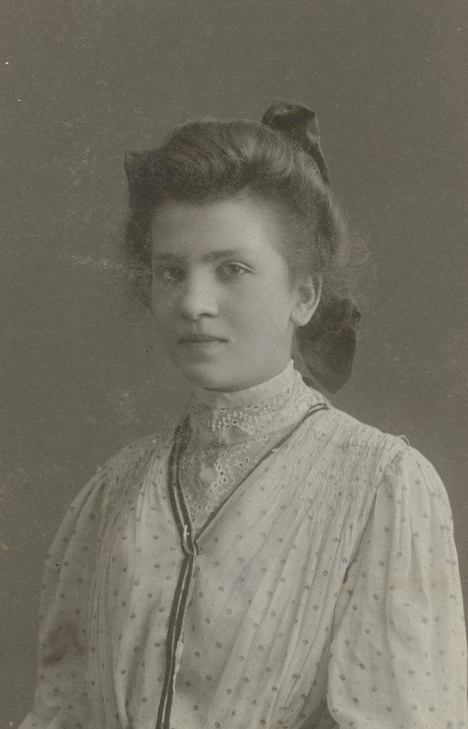 Detail of Studio portrait of young lady in high-necked dress, bust by Cornelis Leenheer Sr