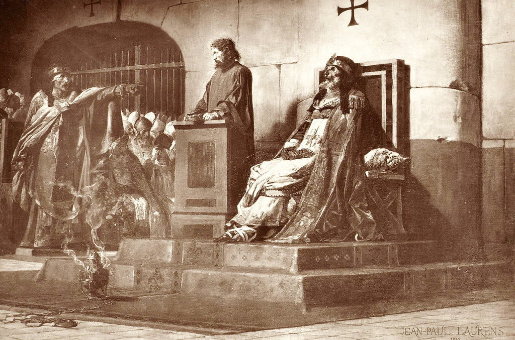 Detail of a painting by J.P. Laurens, Le Pape Formosa ', Goupil & Cie by Ludovic Baschet