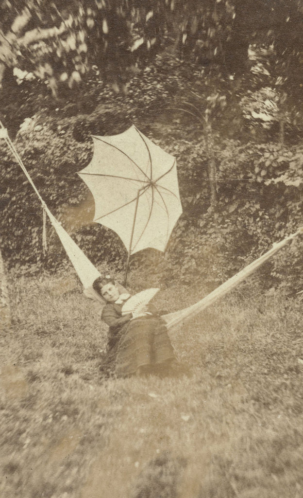 Detail of Portrait of a woman in a hammock with a parasol by Anonymous