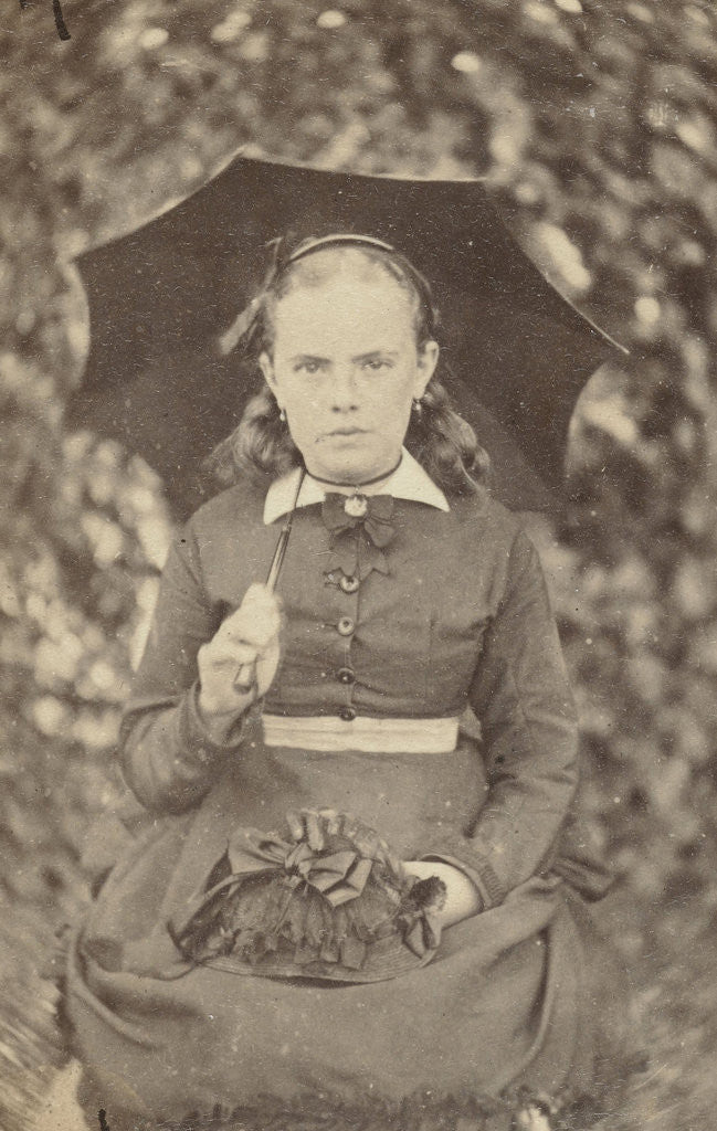 Detail of Portrait of a Young Woman with a parasol in her hand by Anonymous