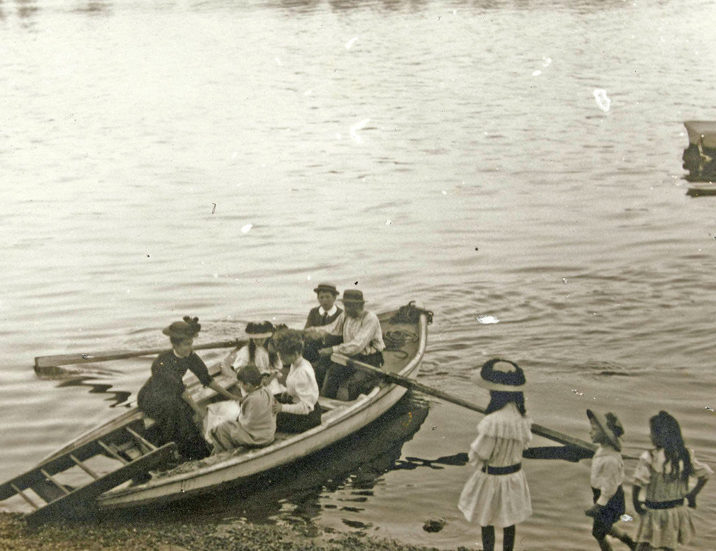 Detail of Passengers in a rowboat by Anonymous