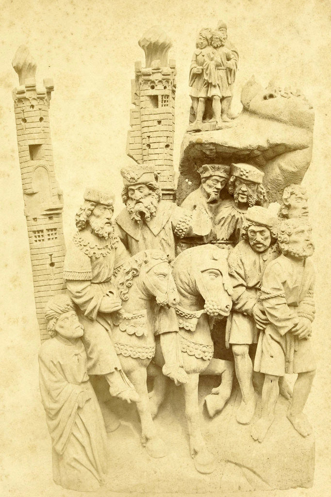 Detail of Fragment of a 16th century wooden artwork showing the Carrying of the Cross (coll. Koninklijk Oudheidkundig Genootschap) by Pieter Oosterhuis