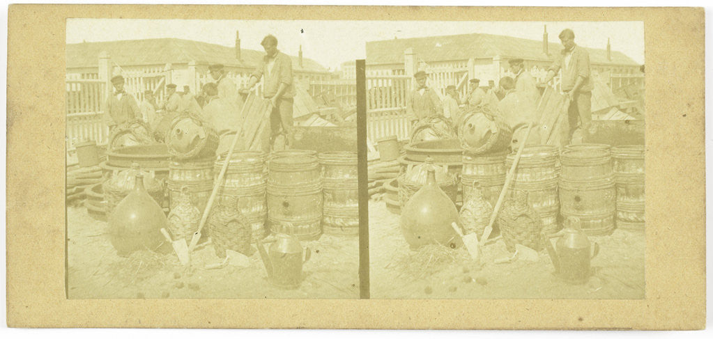 Detail of France, men with drums and carboys by Anonymous