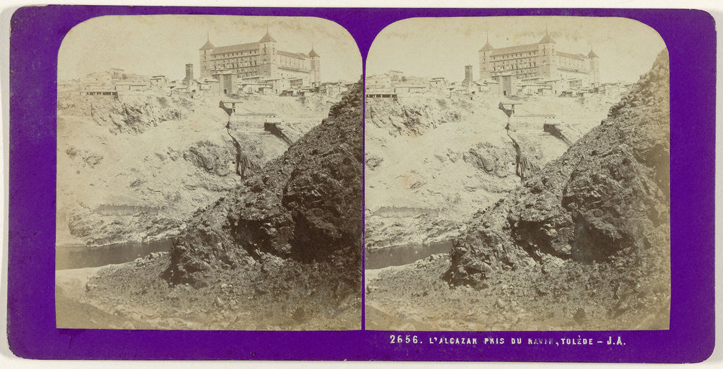 Detail of L'Alcazar pris du Ravin, Toledo, Spain by Jean Montaigue Andrieu