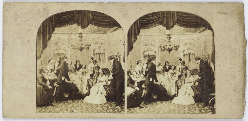 Detail of Scene in salon: company by Anonymous