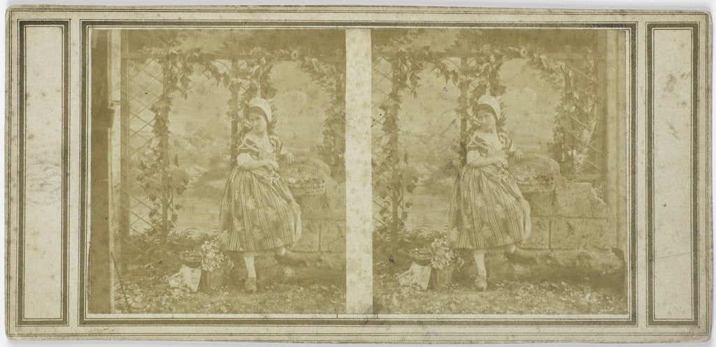 Detail of Young woman with flowers in basket arbor by Pierre Ambroise Richebourg