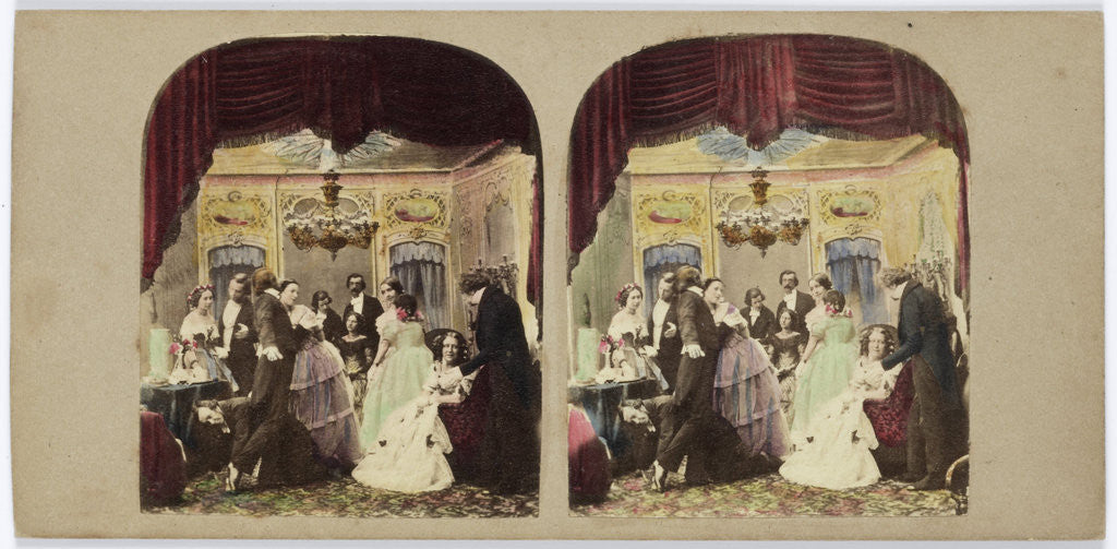 Detail of Scene in salon: building game by Anonymous