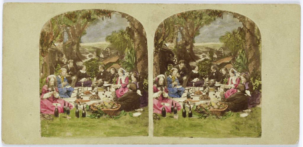 Detail of Scene in garden: company during picnic by Anonymous