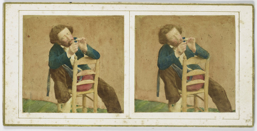 Detail of Man with pipe on chair by Henri Plaut