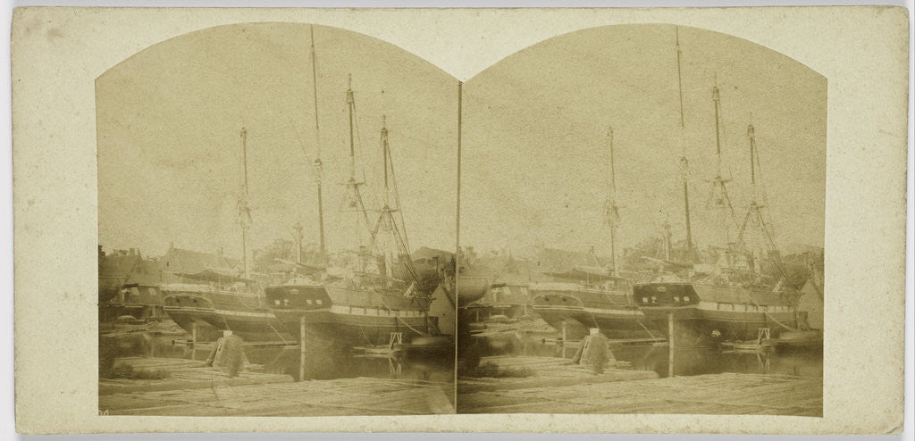 Detail of Wharf with ships in Amsterdam by Andries Jager