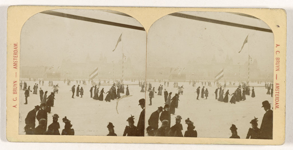 Detail of Skating at the rink for the Rijksmuseum Amsterdam by A.C. Bruyn