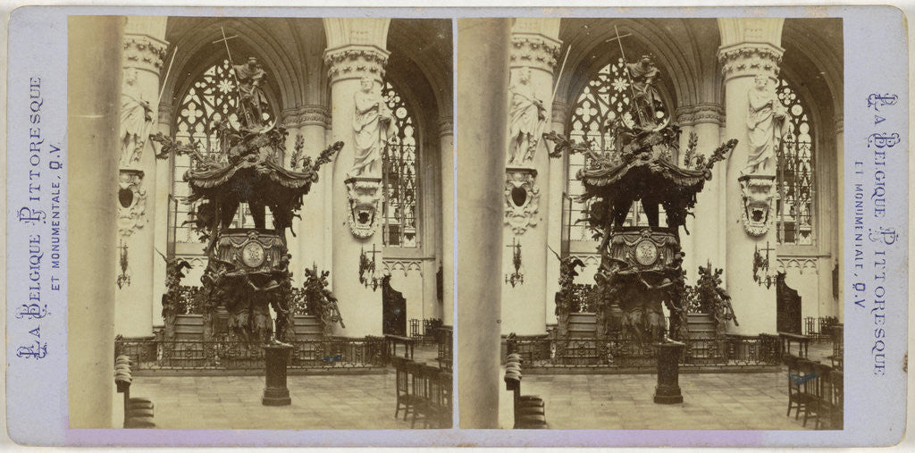 Detail of Brussels, The truth the pulpit of the Church of St. Gudule by Jules Queval