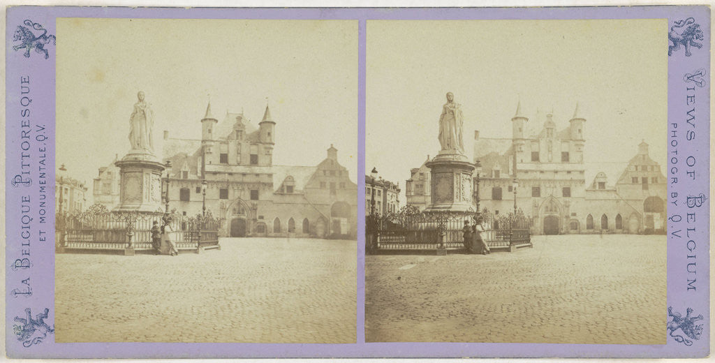 Detail of Malines, La Halle et la statue de Marguerite d'Autriche, tante de Charles-Quint et fille de l'empereur Maximilian by Jules Queval