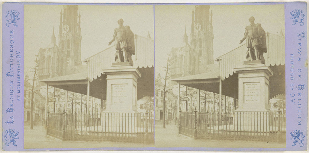Detail of Antwerp Anvers Antwerpen, The Rubens statue on the Place Verte Groenplaats by Jules Queval