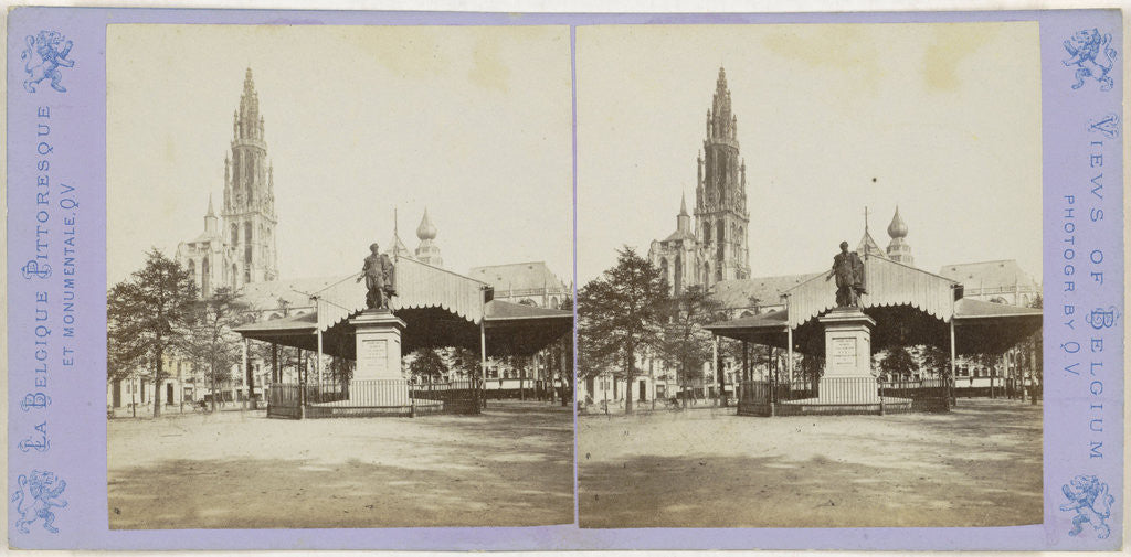 Detail of Antwerp Anvers Antwerpen, The Cathedral, Rubens statue and Green Square by Jules Queval