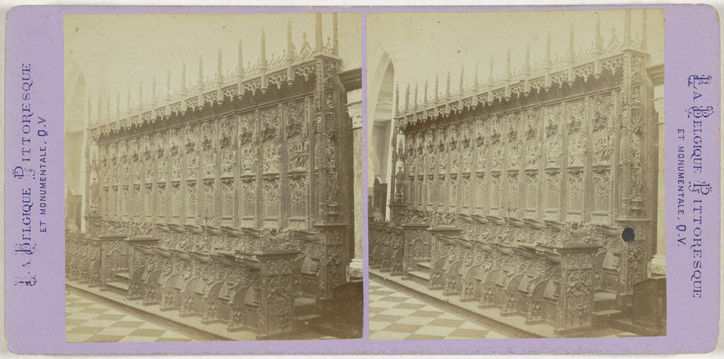 Detail of Leuven Louvain, The choir stalls of the church Sainte-Gertrude by Jules Queval
