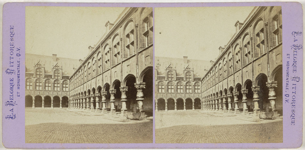 Detail of Liege Luik, The Palace of Justice, former palace of the bishops, interior view, taken in the first courtyard by Jules Queval