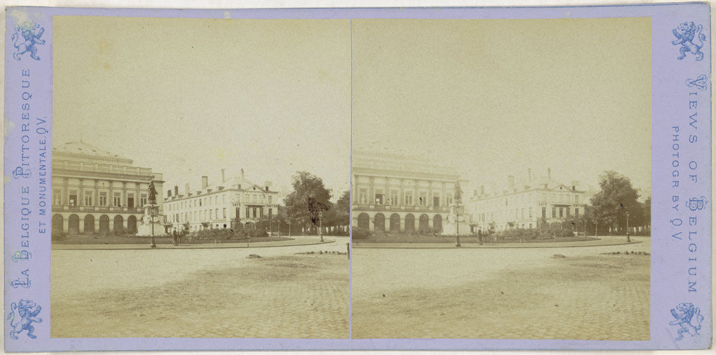 Detail of Liege Luik, The Theatre, Statue of Gretry and St. Martin's Church, l'Eglise Saint-Martin by Jules Queval