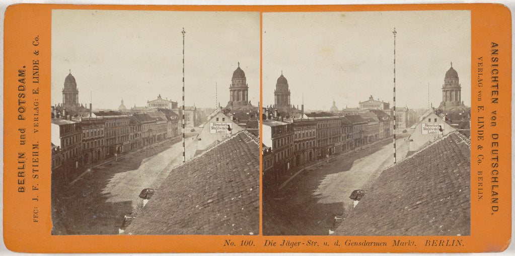 Detail of Die Jager-Str. u. d. Gens Casings Market. Berlin, Germany by Johann Friedrich Stiehm