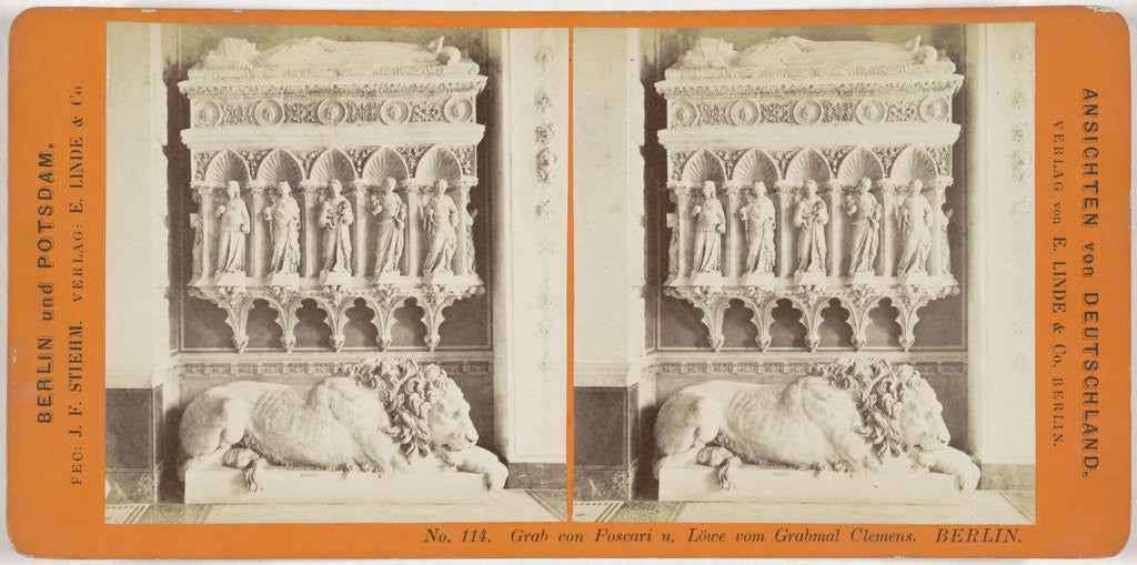 Detail of Grab von Foscari you. Lowe vom Grabmal Clemens Berlin, Germany by Johann Friedrich Stiehm