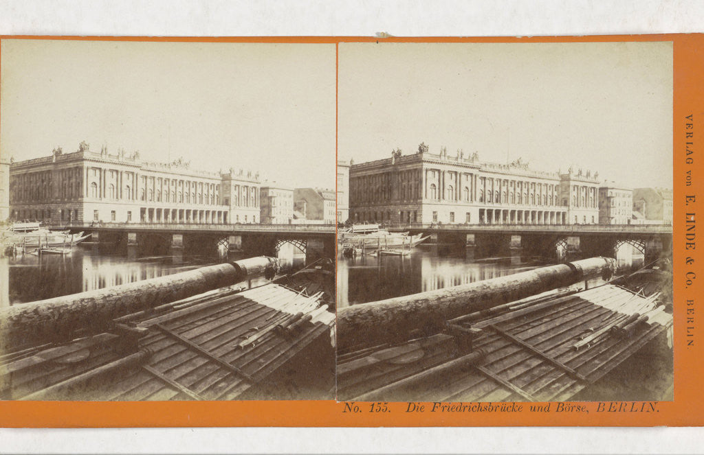 Detail of The Frederick Bridge and Borse, Berlin, Germany by Johann Friedrich Stiehm