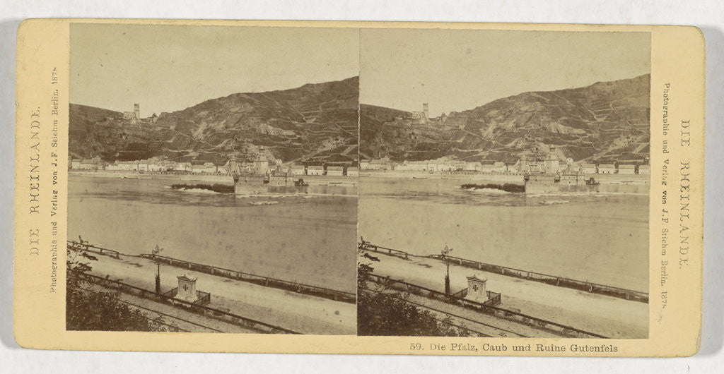 Detail of Die Pfalz Caub and Ruin Gutenfels, Germany by Johann Friedrich Stiehm