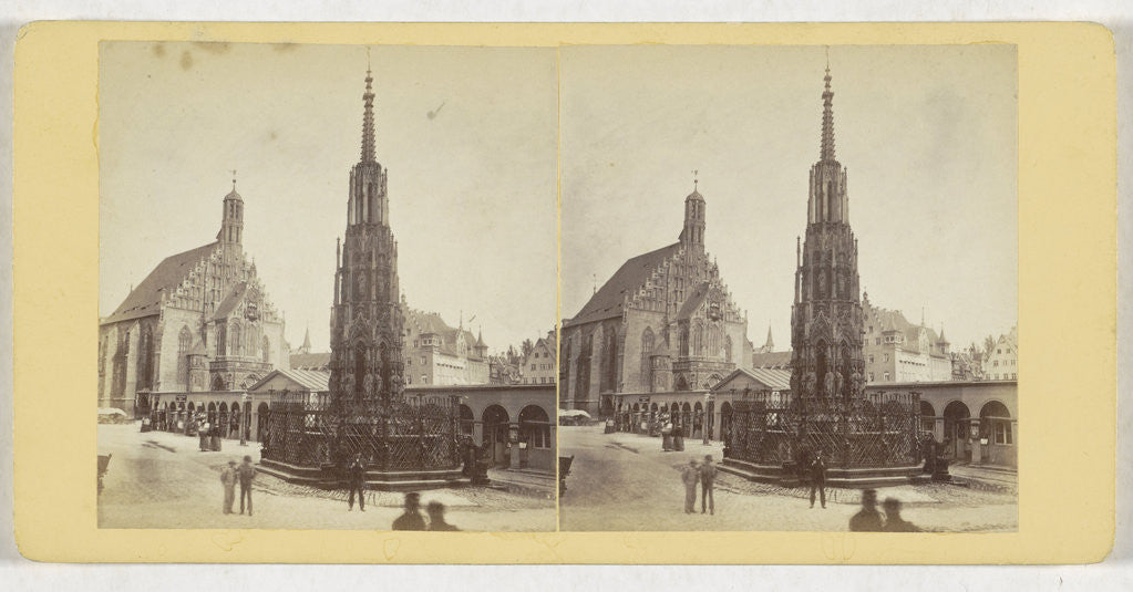 Detail of Nurnberg Schonerbrunnen and Frauenkirche Germany by Johann Friedrich Stiehm