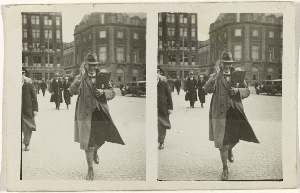 Detail of Stereo Portrait of saluting man by Anonymous