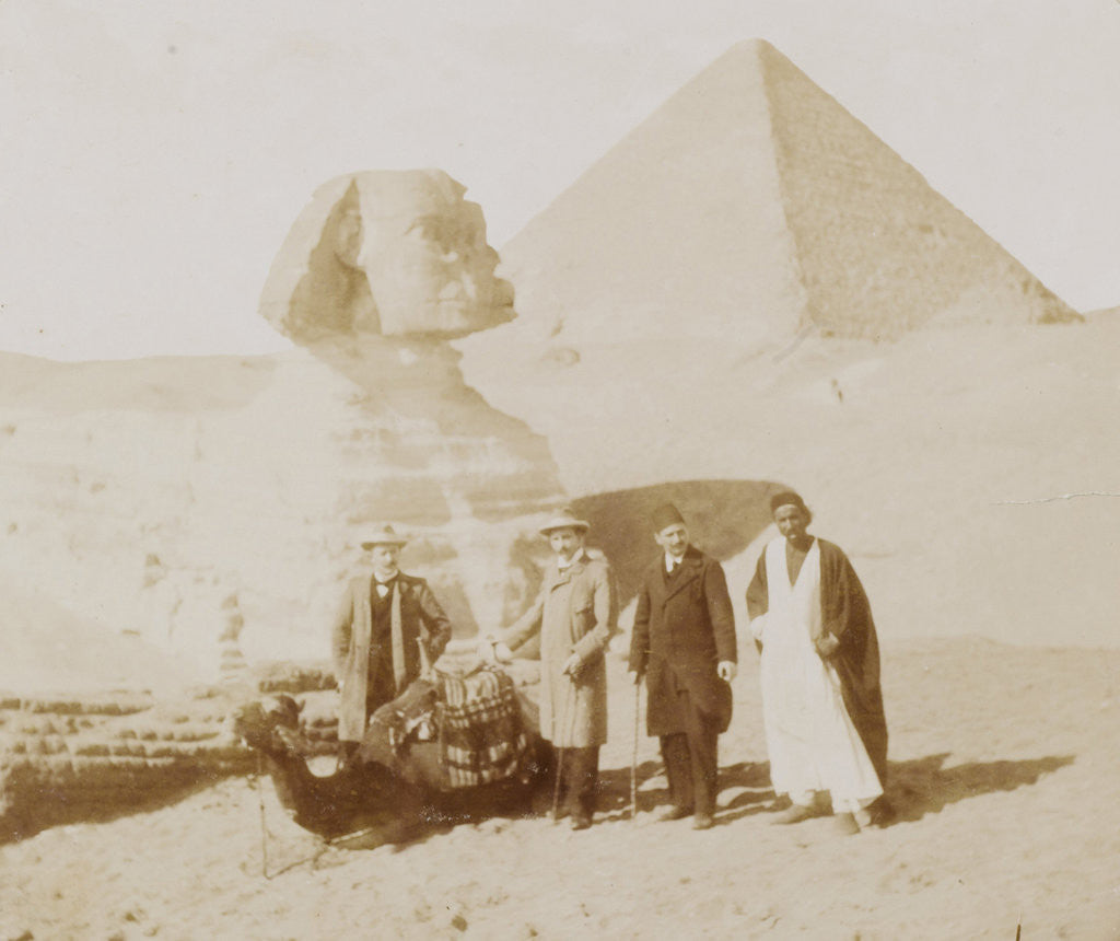 Detail of E.M. Wissman and H. A. ROMs Shop for great pyramid and Sphinx at Giza, 30 Dec 1900 by Anonymous