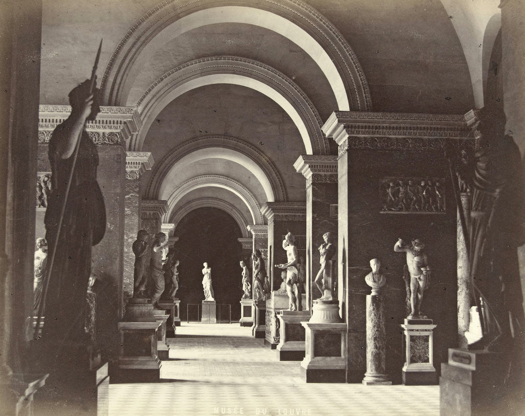 Detail of A gallery in the Louvre by Achille Quinet