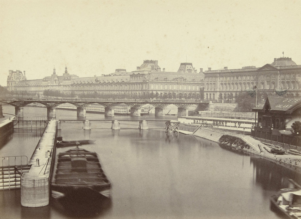 Detail of View of the Seine and the Louvre, Paris, France by A. Mansuy