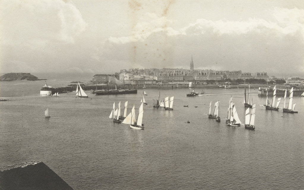 Detail of View of Saint-Malo, with sailing ships, France by CN & Co