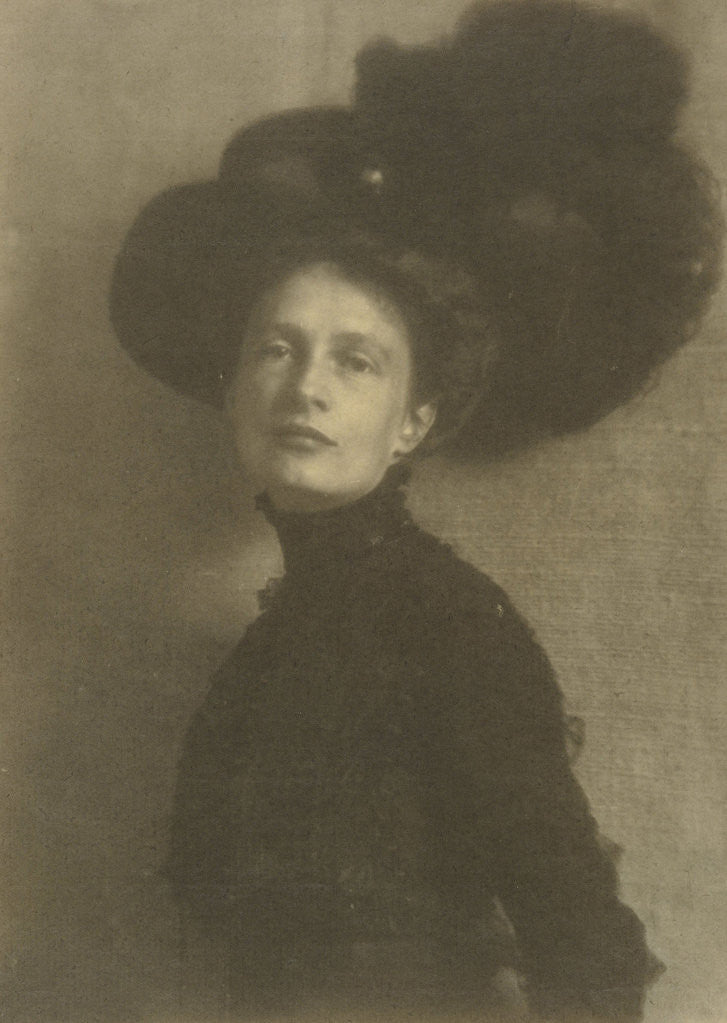 Detail of Portrait of a woman with feather hat by Heinrich Kühn