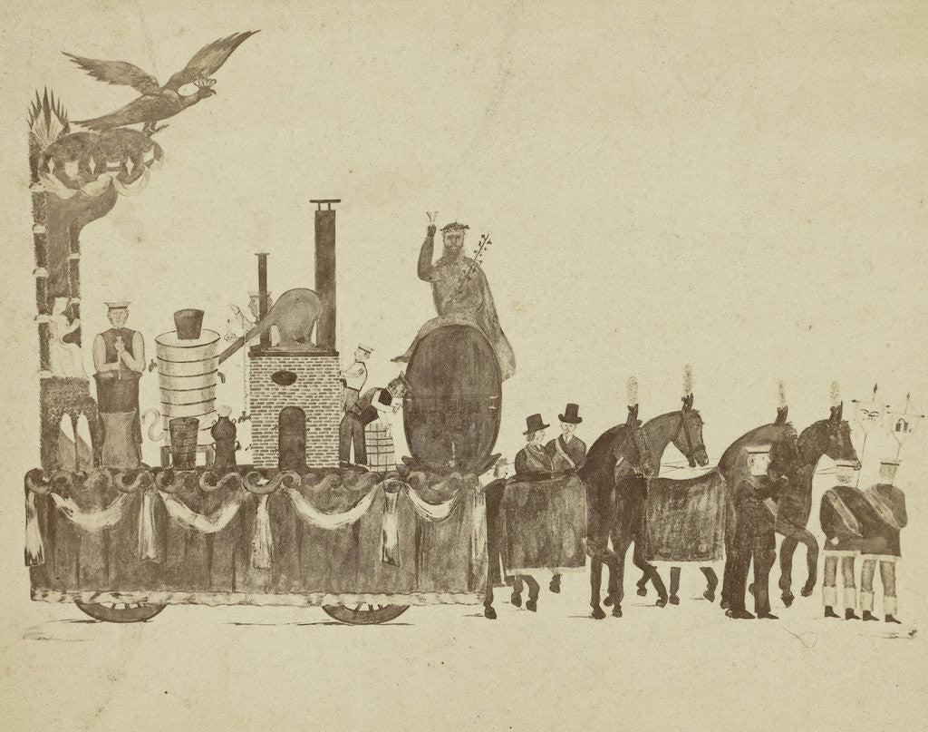 Detail of drawing a cart with horses by Anonymous