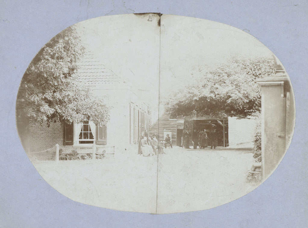 Detail of Family Portrait for a farm with barn by Anonymous