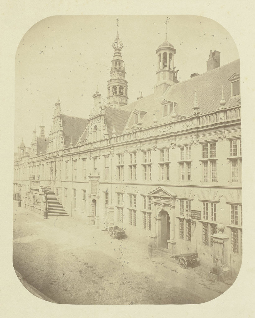 Detail of The Breestraat and city hall in Leiden by Jan Goedeljee