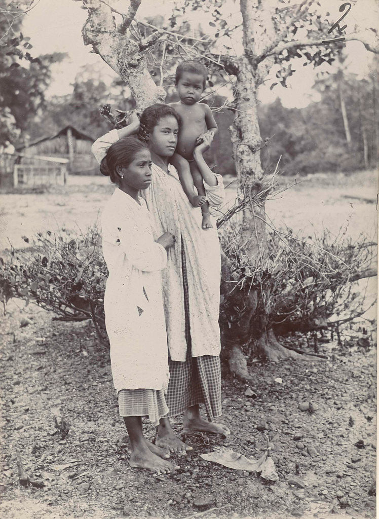 Detail of Two women and a child by Anonymous