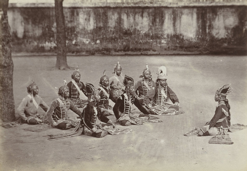 Detail of Javanese men sitting on the ground in a craton, Indonesia by Anonymous