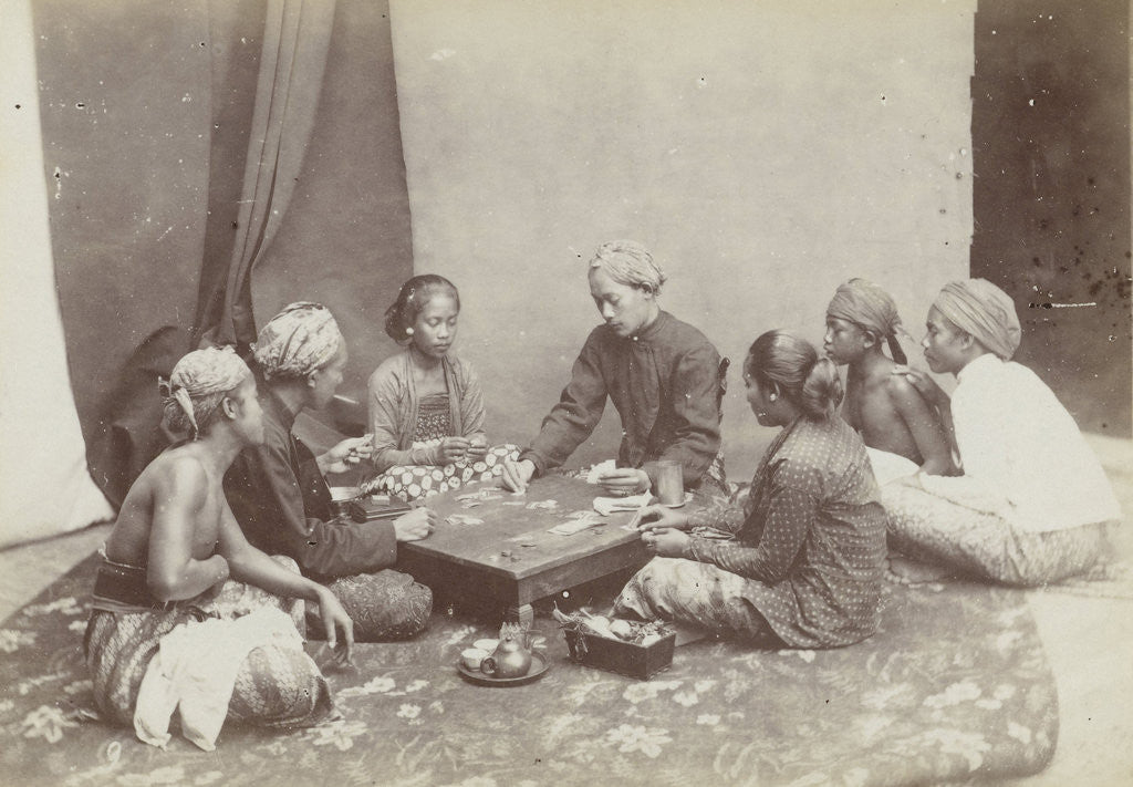 Detail of Portrait of a playing card company by Anonymous