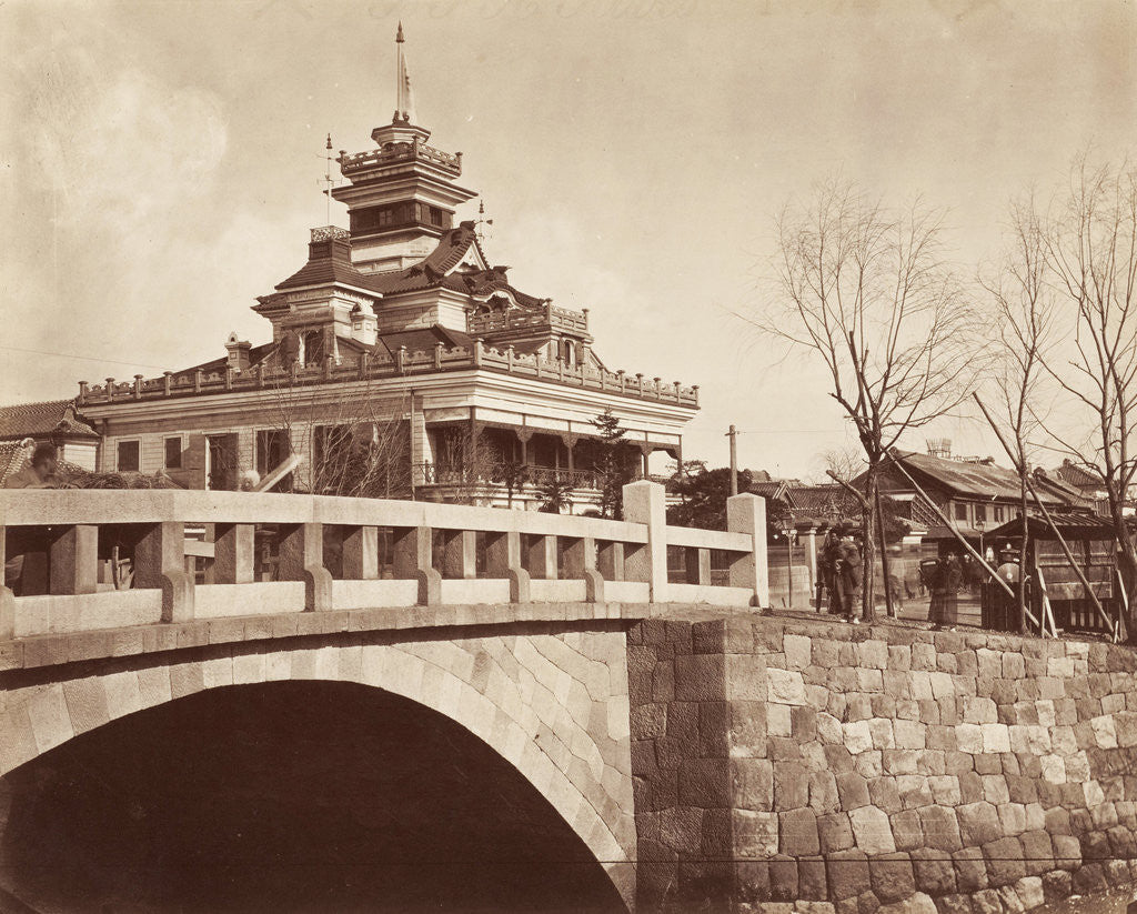 Detail of View of a bank building with bridge in the foreground in Tokyo Japan by Anonymous