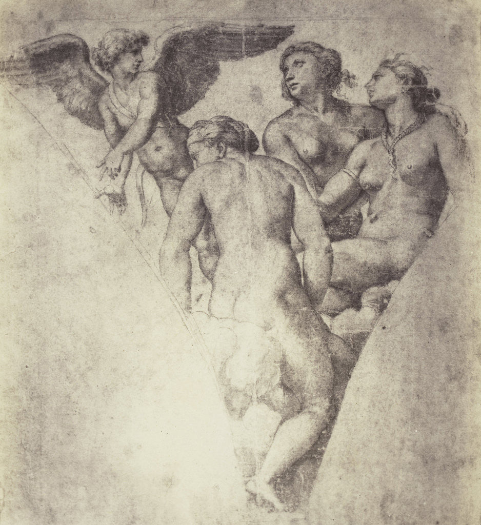 Detail of Drawing Raphael from Windsor Castle, angel and three women by Charles Thurston Thompson