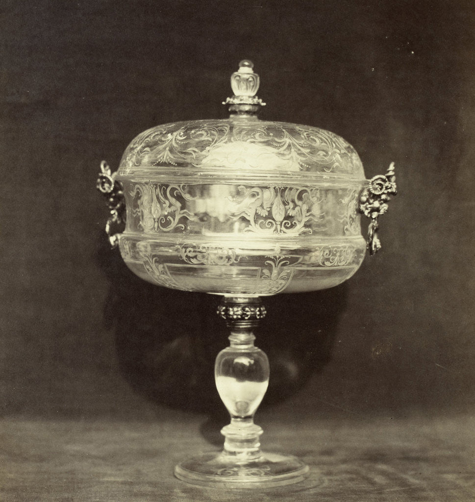 Detail of Crystal engraved bowl on foot by Charles Thurston Thompson