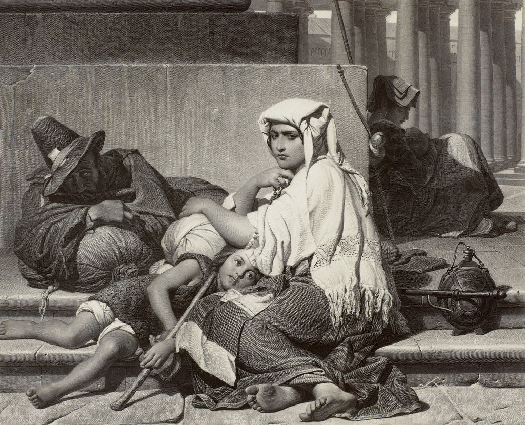 Detail of Les pelerins a Rome by Paul Delaroche