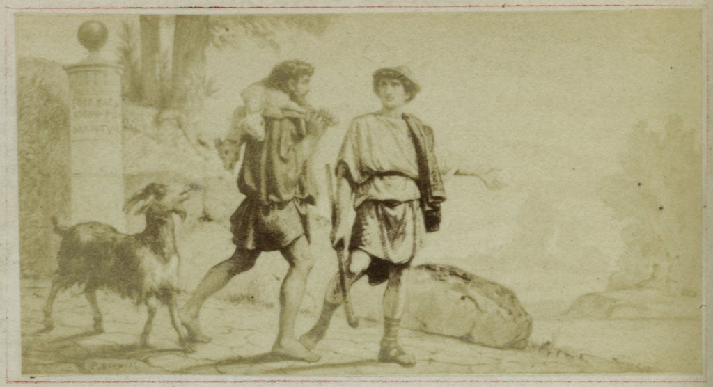 Detail of Virgil scene from the Bucolica, hunters path by F. Barrias