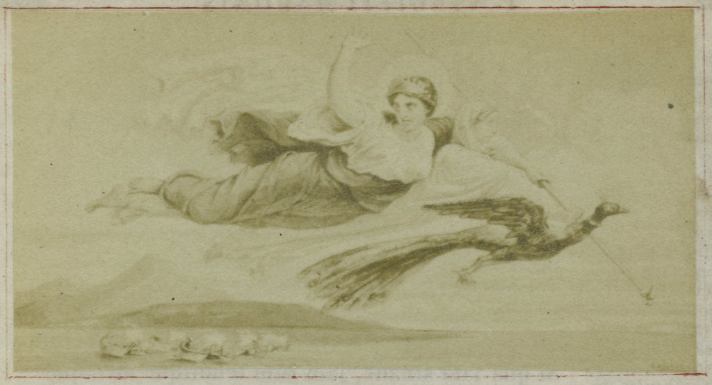 Detail of Virgil scene from the Aeneidos, Juno with the peacock in the air by F. Barrias